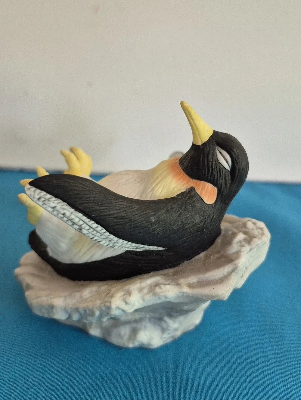 Lefton Penguin Sliding on Snow Figurine Hand Painted Geo Z Japan #10447